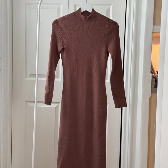 Brown Abercrombie & Fitch Women's Open-Back Midi Sweater Dress - Picture 2 of 7